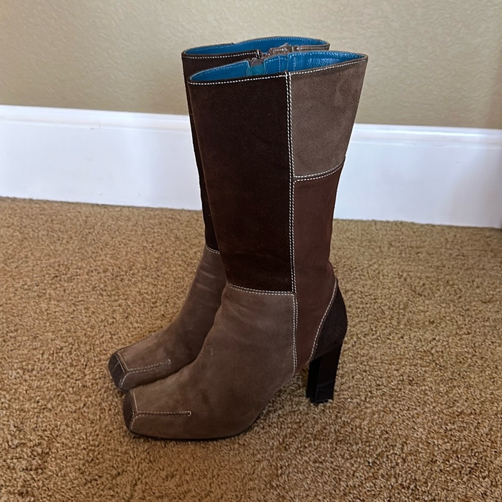 Via Spiga Patchwork Boots, Brown, 8.5 - image 3